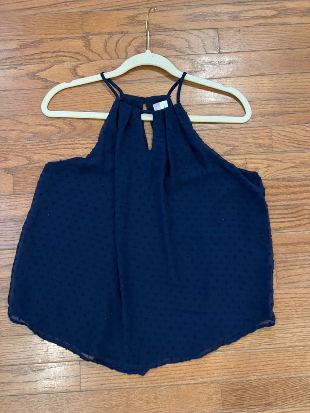Ally Navy Swiss Dot Halter Tank Top Size Small Made in USA - Picture 12 of 12